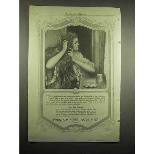 1918 Ivory Soap Ad - 99% Pure - Woman Brushing Hair