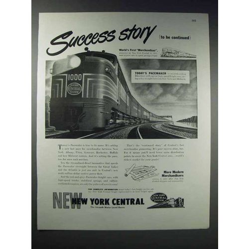 1948 New York Central Pacemaker Train Ad - Success