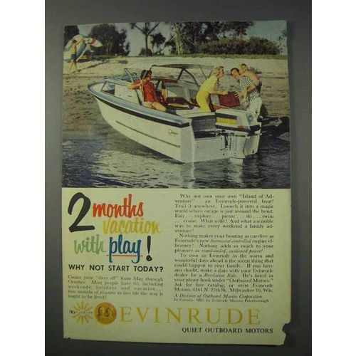1959 Evinrude Outboard Motor Ad - 2 Months Vacation