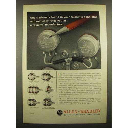 1966 Allen-Bradley Type J Variable Resistors Ad - Rates You As Quality