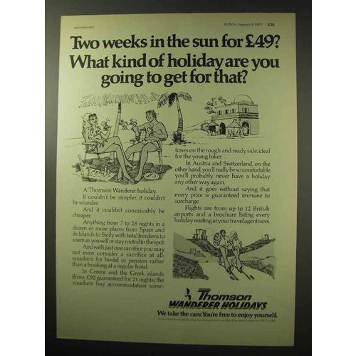 1977 Thomson Wanderer Holidays Ad - Two Weeks in Sun