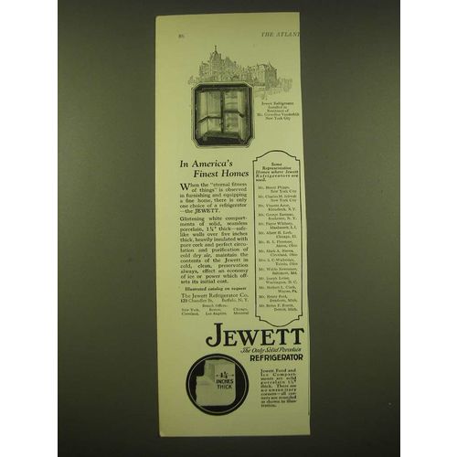 1924 Jewett Refrigerator Ad - In America's Finest homes