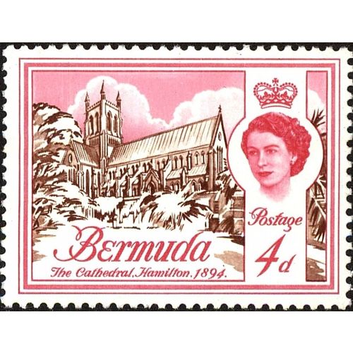 Bermuda QEII 1962 4d Cathedral Hamilton 1894 Mounted Mint MM SG 166 Sc 178 stamp