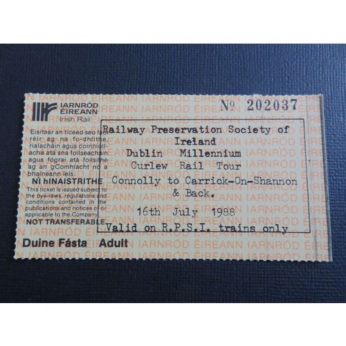 Railway Preservation Society of Ireland Dublin Millennium Rail Tour 1988 Ticket