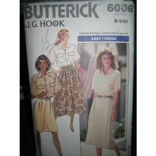 Butterick J G Hook 6008 Misses Shirt, Skirt & Shirt Pattern - Size 6/8/10