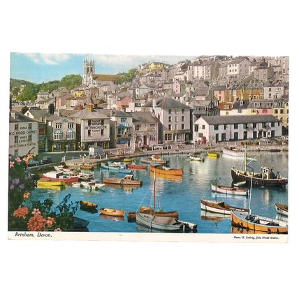 BRIXHAM, DEVON used vintage postcard by John Hinde 1977 postmark =