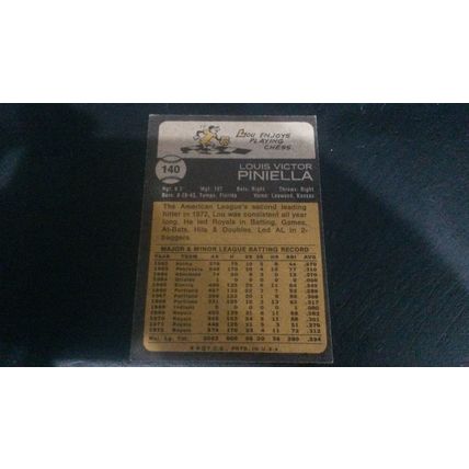 1973 Topps Card # 140 Lou Piniella Very Good-Excellent (4) Kansas City Royals