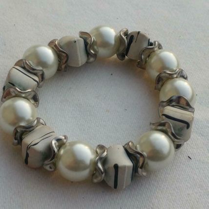 Chunky Glass Pearl Bracelet Fimo Bead Stretch Bangle Bracelet 14mm Bead Bracelet