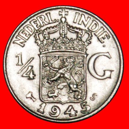Ⰶ USA SILVER:NETHERLANDS EAST INDIES★1/4 GULDEN 1945S★UNC★DISCOVERY★NO RESERVE