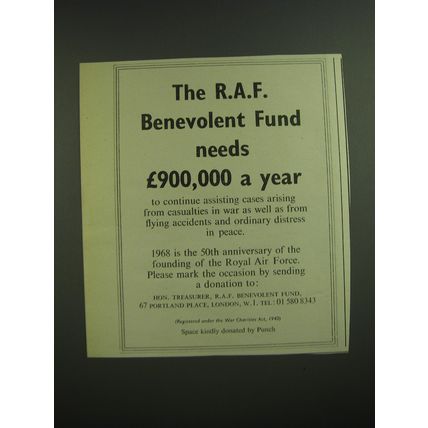 1968 RAF Royal Air Force Benevolent Fund Advertisement