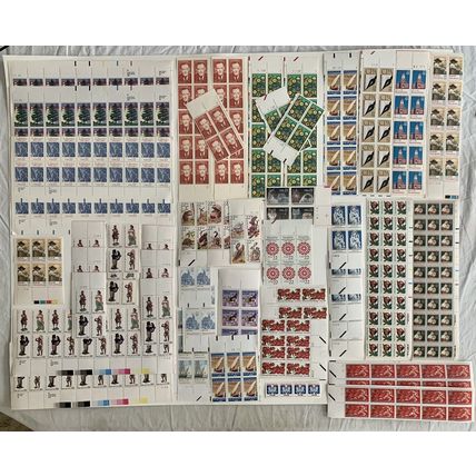 US 22c Stamp Lot Plate Blocks Strips Folk Art Cats Animals Flags Mint Lot MNHOG