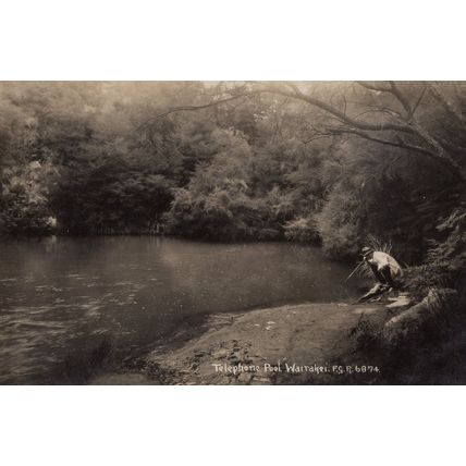 Fishing at Telephone Pool Wairakei Real Photo Postcard