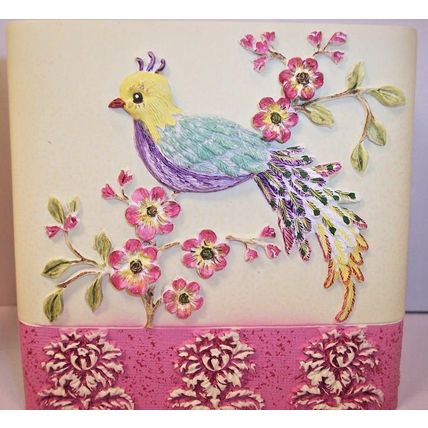 Avanti Linens Garden Party Birds Soap Dispenser Dish Toothbrush Tumbler 4 pc Set
