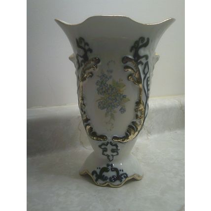 White floral pattern ceramic vase Romania
