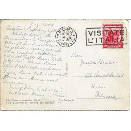 1939 Vintage Italian Postcard - Pompei - Arco Di Nerone - Joseph Gruber