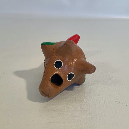 Vintage Ocarina Folk Art Clay Toucan Whistle 3 Head Flute Shape Shift Animal 5”