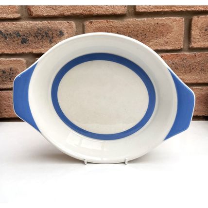 T G TG Green Cornishware OVAL BAKING GRATIN OVEN DISH Green Shield Cornish Ware