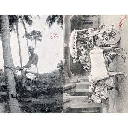 Punjab An Ekka Toddy Drawer 2x Antique Indian Postcard