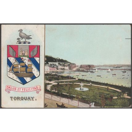 Fleet in Tor Bay & Princess Gardens, Torquay, Devon, 1909 - Brown & Rawcliffe PC