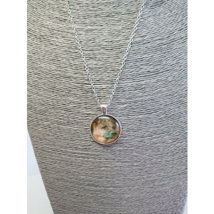 Beautiful 3D German Shepherd Dog Glass Cabochon Pendant Silver Necklace Gift