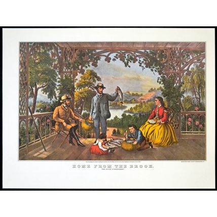 HOME FROM THE BROOK 1952 Nathaniel Currier - James Merritt Ives PRINT