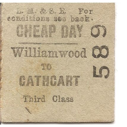 L.M.S.R. Edmondson Ticket - Williamwood to Cathcart