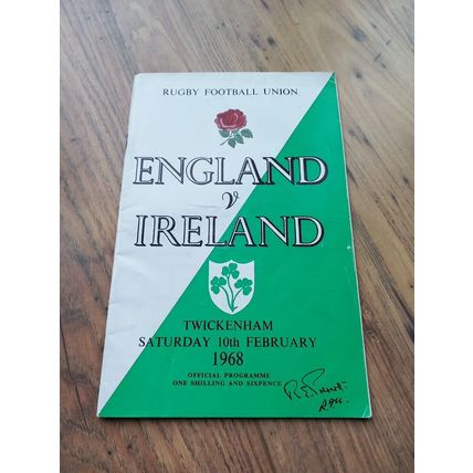 1968 England vs Ireland Five Nations Programme, Twickenham, RFU