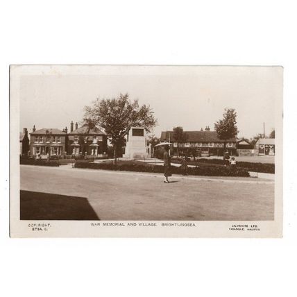 War Memorial And Village, Brightlingsea, Essex, RP Postcard.