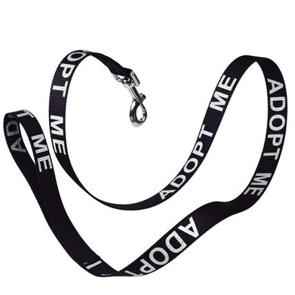 Reflective "ADOPT ME" Leash W 1" x L 48" - Black