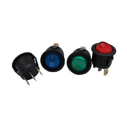 250V 6A Round ROCKER SWITCH ON/OFF I/O 1/0 Light illuminated Bulb Lamp 23mm UK