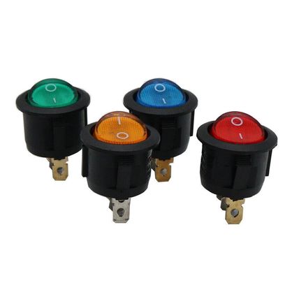 250V 6A Round ROCKER SWITCH ON/OFF I/O 1/0 Light illuminated Bulb Lamp 23mm UK