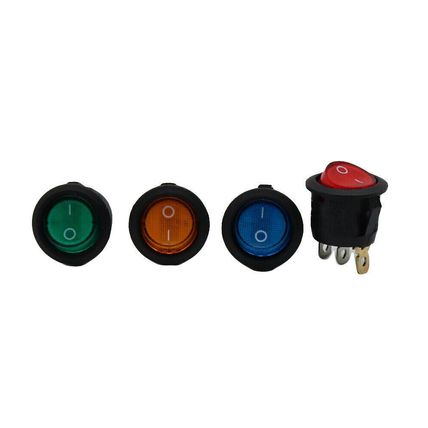 250V 6A Round ROCKER SWITCH ON/OFF I/O 1/0 Light illuminated Bulb Lamp 23mm UK