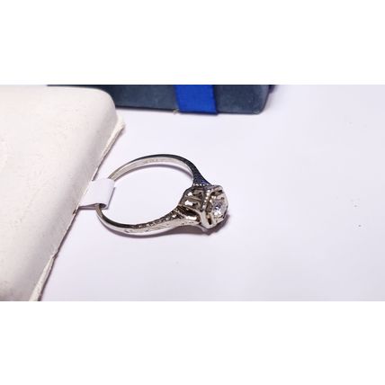 Antique 1930's .10ct Diamond Fancy top/sides 18Kt WG S-4.75 Engagement Ring22461