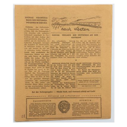 WW2 Russian/Soviet Air Drop Leaflet Illustrated by Erich Weinert. - Code 1382.