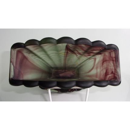 Davidson Art Deco Topaz Briar Cloud Glass Fan Vase.