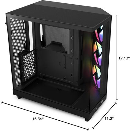 NZXT H6 Flow RGB Mid-Tower Airflow Case with 3 RGB Fans, Panoramic Glass Panels,