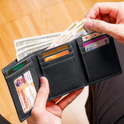 ID Stronghold Men'S Leather Trifold Wallet - RFID Blocking - Black Wallet with G