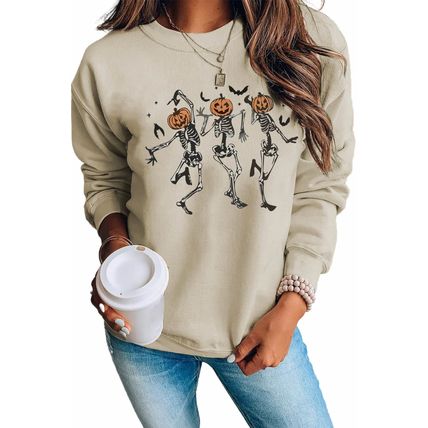 Gray MOM STER Halloween Pumpkin Graphic Crew Neck Top
