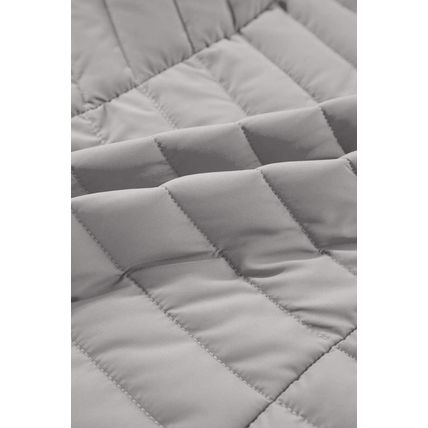 Silvery Plush Collared Quilted Zipped Puffer Vest