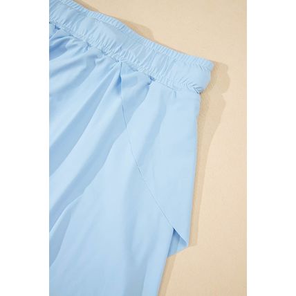 Sky Blue Drawstring High Waist Lined Tennis Skorts