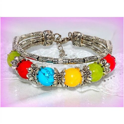 Sale PRICE Tibetan Silver Hill Tribe Style Bead Bracelet Bangle Jewellery 1184