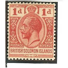 British Solomon Islands KGV 1923 1d Scarlet Mounted Mint MM SG40 Postage Revenue