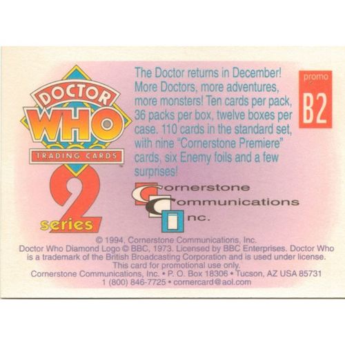 Dr Doctor Who Cornerstone Promo Trading Card B2 [ Purple Back ]