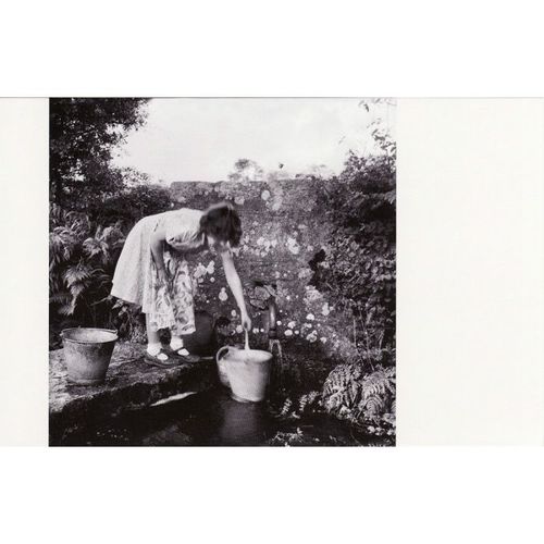 Postcard Young Woman Filling Buckets from a Pipe 1950's Pond - John Gay