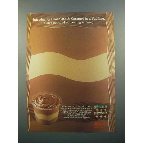 1998 Jell-O Chocolate Caramel Pudding Snack Cups Ad