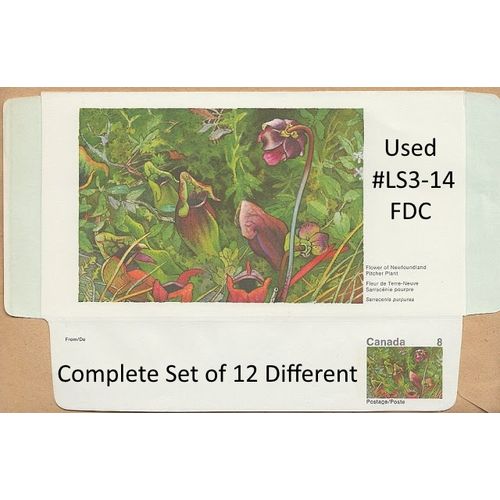 Canada #LS 3-14 Aerogram Domestogram USED FDC Set of 12 "Postage/Poste"