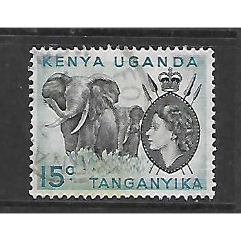 KENYA UGANDA TANGANYIKA 1955 15c AFRICAN ELEPHANT SG 169 FINE USED