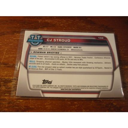 2022 Bowman U, C.J. STROUD Rc, Texans #100, Ohio state