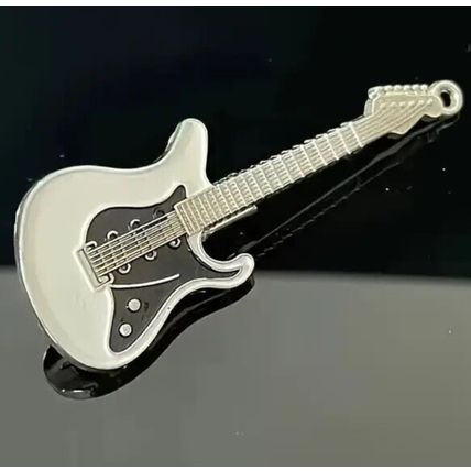 Guitar White Enamel Badge Creative Metal Pins Music Theme for Hat Shirt Decor
