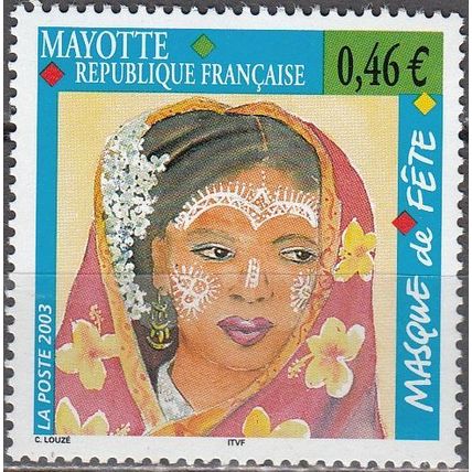 Mayotte 2003 Yvert 142 Neuf ** Cote (2017) 2.00 € Masque de fête visage de jeune